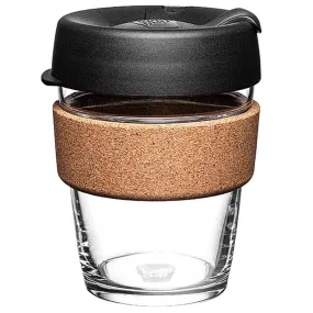 Brew Glass Coffee Cup With Cork - Black 12oz