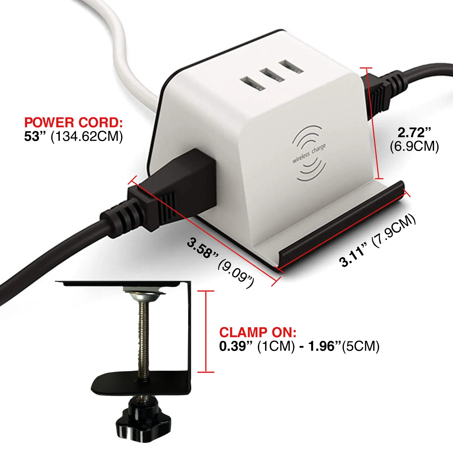 Clamp-on Wireless Charger Power Station