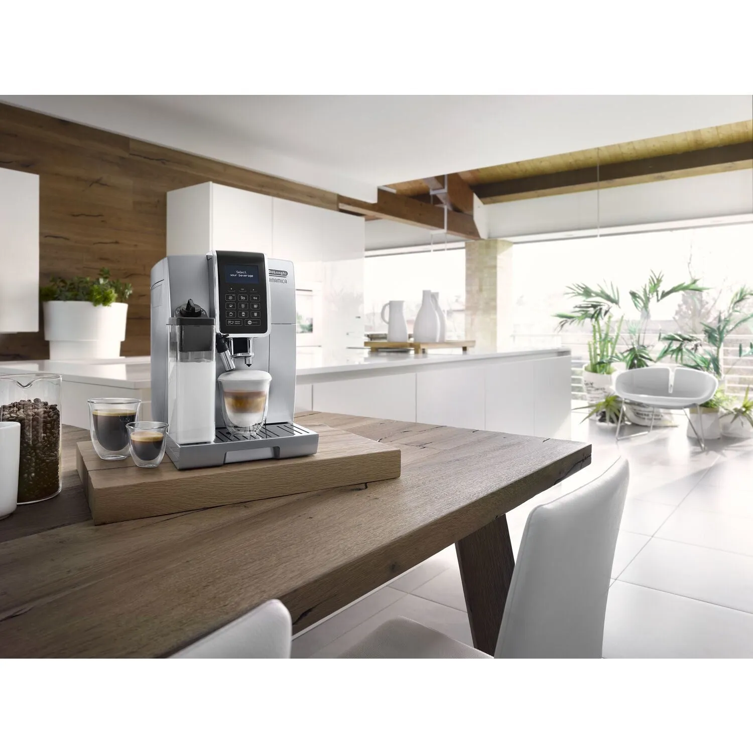 De'Longhi Dinamica with LatteCrema Super Automatic Espresso Machine in Silver (ECAM35075SI)