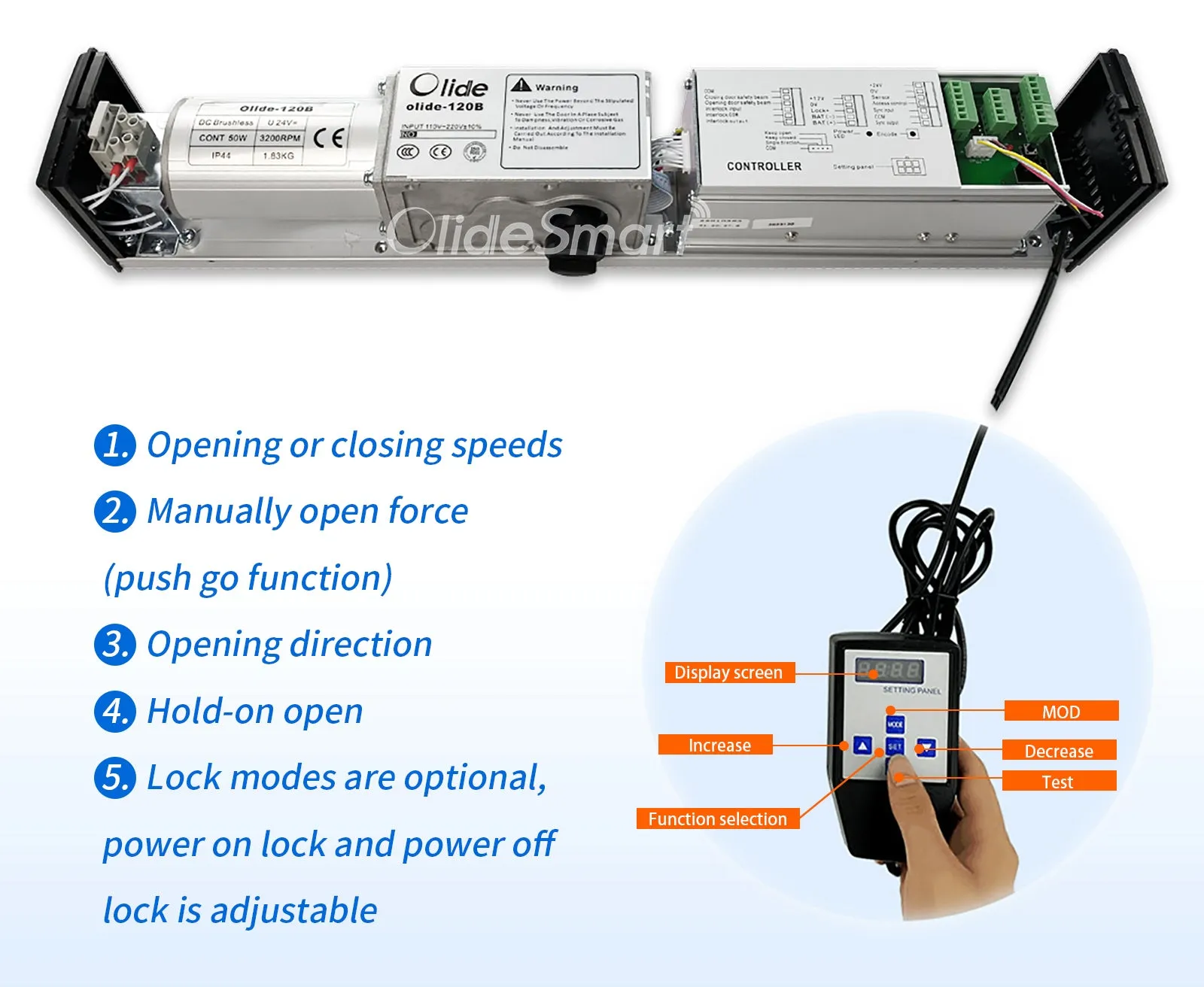 Electric Handicap Door Opener, Commercial Swing Door Operator with Hardwired Push Button and OS802 Human Figure Recognition Sensor