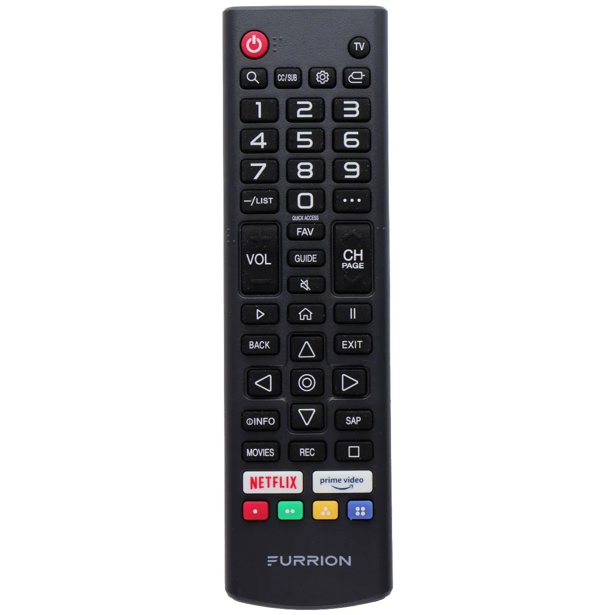 Black Furrion HR-B203 Remote Control with Dedicated Netflix and Prime Video Buttons
