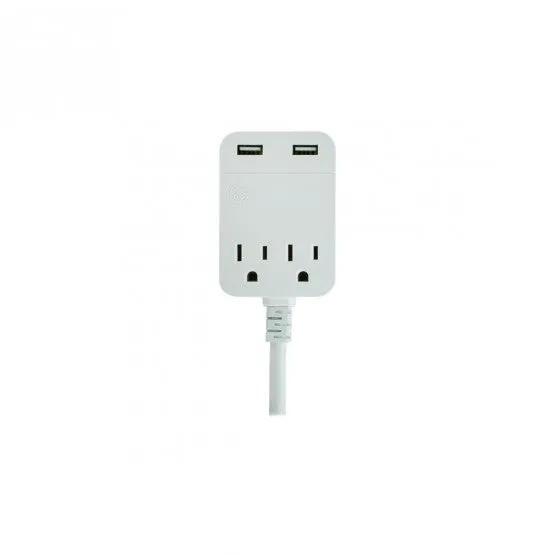 GE Pro 2-Outlet and 2-USB Port Charging Station with 8 Ft. Extension Cord