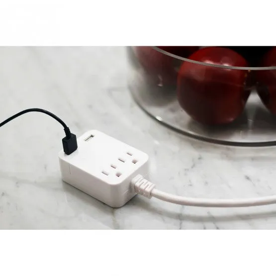 GE Pro 2-Outlet and 2-USB Port Charging Station with 8 Ft. Extension Cord