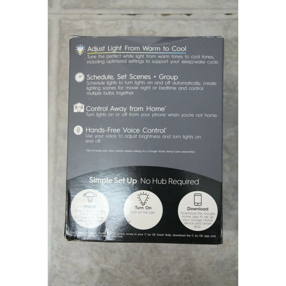 General Electric 93114151 CYNC Smart Light Bulb, Full Color, App and Voice Control, Google Home Compatible, Medium Base,