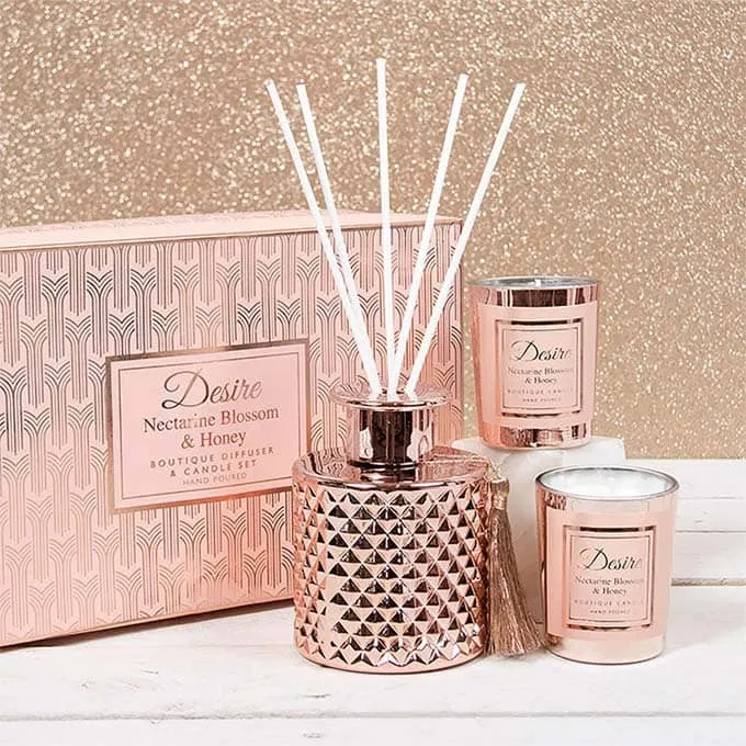 Gold Diffuser Candle Set of 3