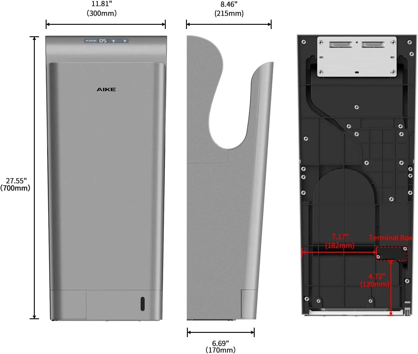 Hand Dryer Automatic Commercial - AK2030 Commercial Hand Dryer with HEPA Filter Silver 1850W 110V