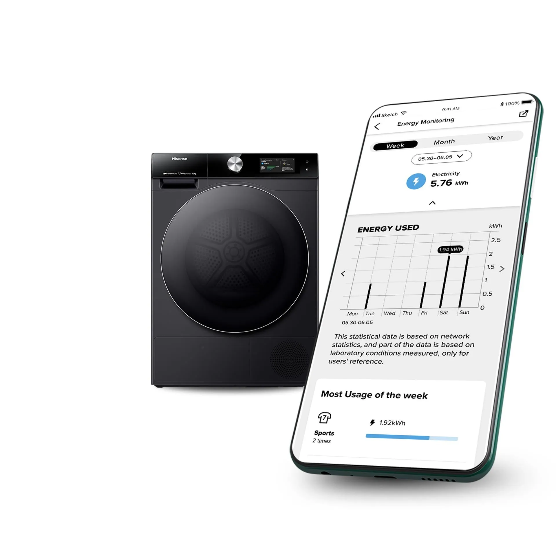 Hisense HDFS10HPB 10kg Series 9 Pump Dryer (Charcoal Black)