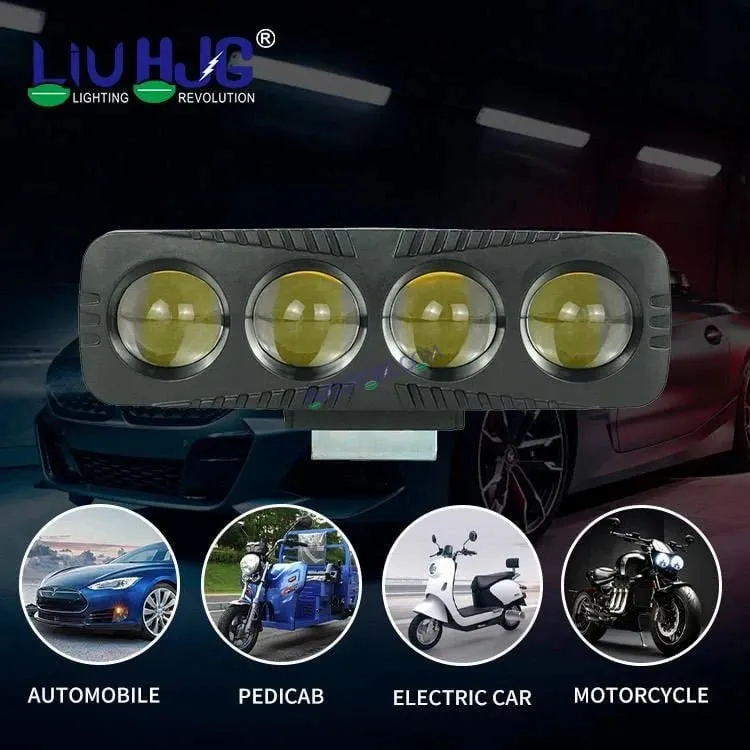 HJG 4 Lens CREE LED Foglight with Red DRL Rectangle 12v Modular Offroad Led Pods Laser Rgb Led Work Light, Set of 2 HJG Foglight