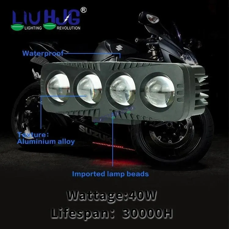 HJG 4 Lens CREE LED Foglight with Red DRL Rectangle 12v Modular Offroad Led Pods Laser Rgb Led Work Light, Set of 2 HJG Foglight
