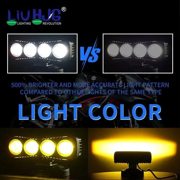 HJG 4 Lens CREE LED Foglight with Red DRL Rectangle 12v Modular Offroad Led Pods Laser Rgb Led Work Light, Set of 2 HJG Foglight
