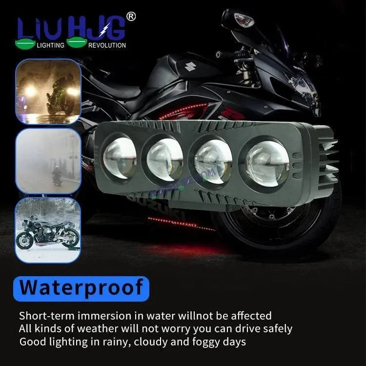HJG 4 Lens CREE LED Foglight with Red DRL Rectangle 12v Modular Offroad Led Pods Laser Rgb Led Work Light, Set of 2 HJG Foglight