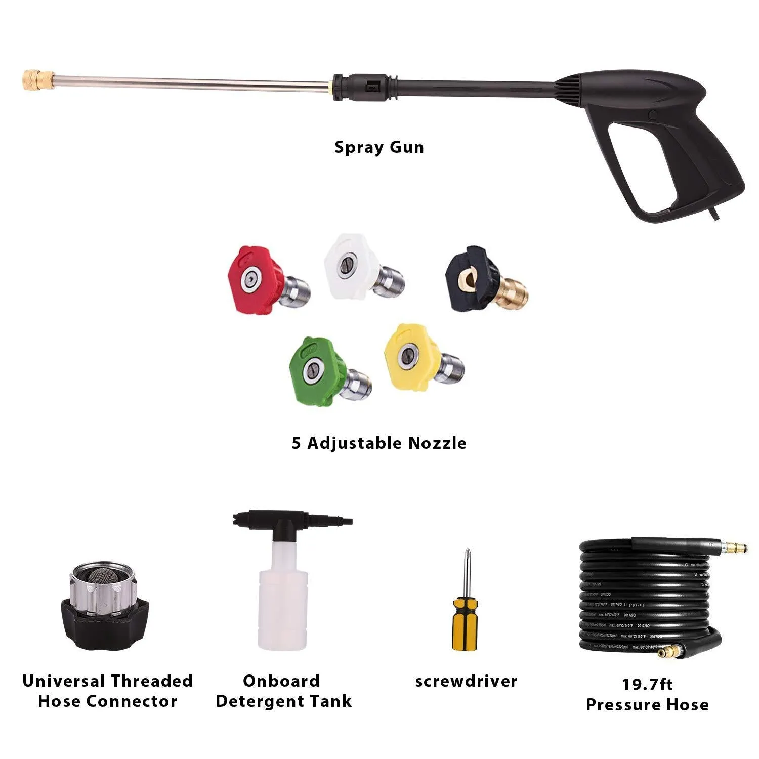 Homdox 3000 PSI Pressure Washer, 1.80 GPM 1800W Electric Power Washer with Hose Reel, 5 Nozzles