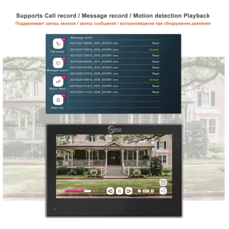 Hot selling 7 inch Touch Monitor with 1080P Wide View Angle Video Doorbell Camera with Motion Detection For Home