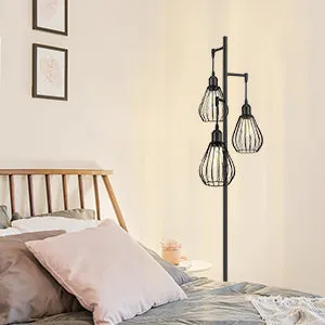Industrial Floor Lamp with 3 Elegant Teardrop Cage Head (1 Pack)-HLFL03F