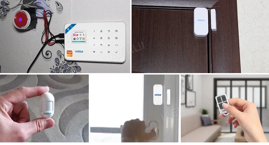 KERUI Tuya Smart WIFI GSM Alarm System Works With Alexa Home Security Wireless 433Mhz Burglar Alarm Door Window Sensor Detector