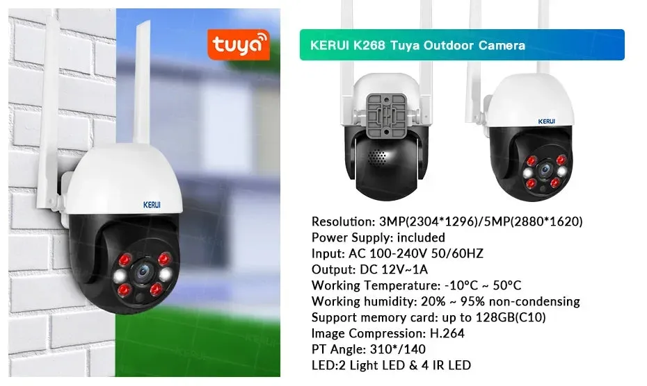 KERUI Tuya Smart WIFI GSM Alarm System Works With Alexa Home Security Wireless 433Mhz Burglar Alarm Door Window Sensor Detector