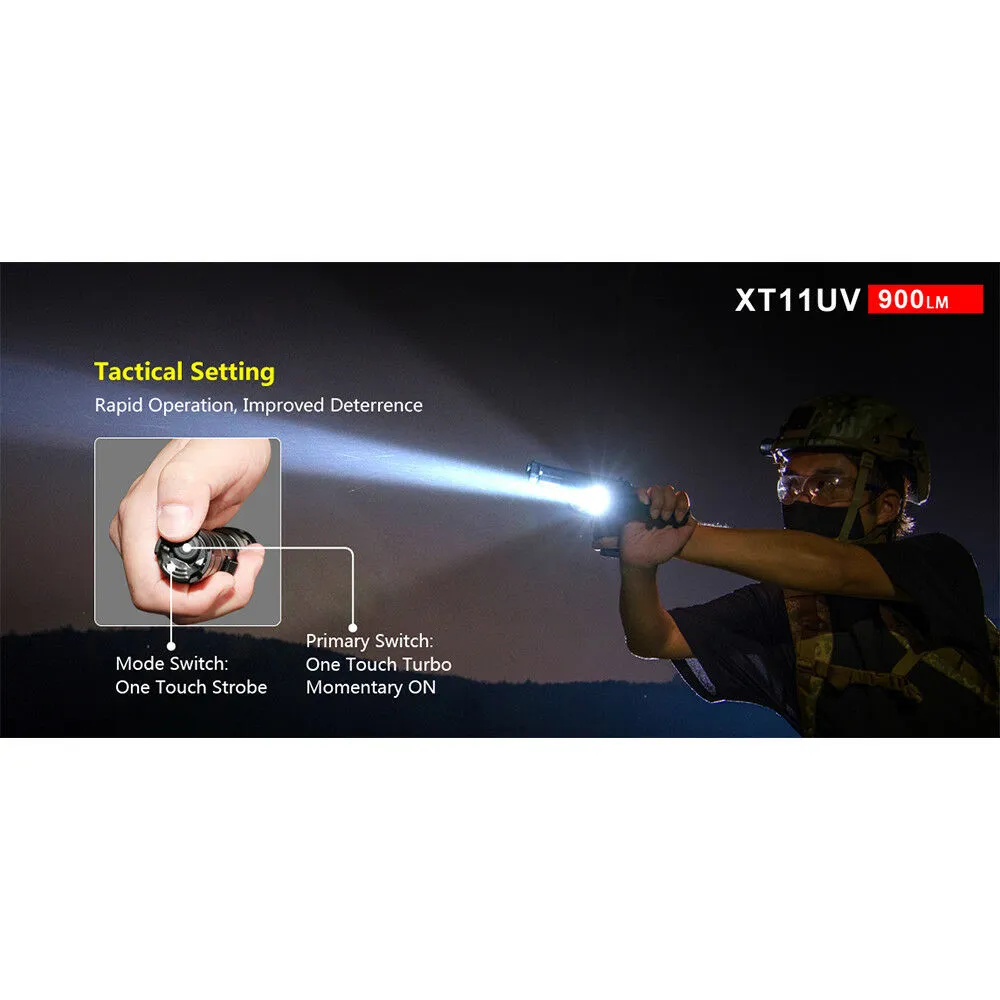 Klarus XT11UV 900 Lumen CREE LED Rechargeable Flashlight, White and UV Light