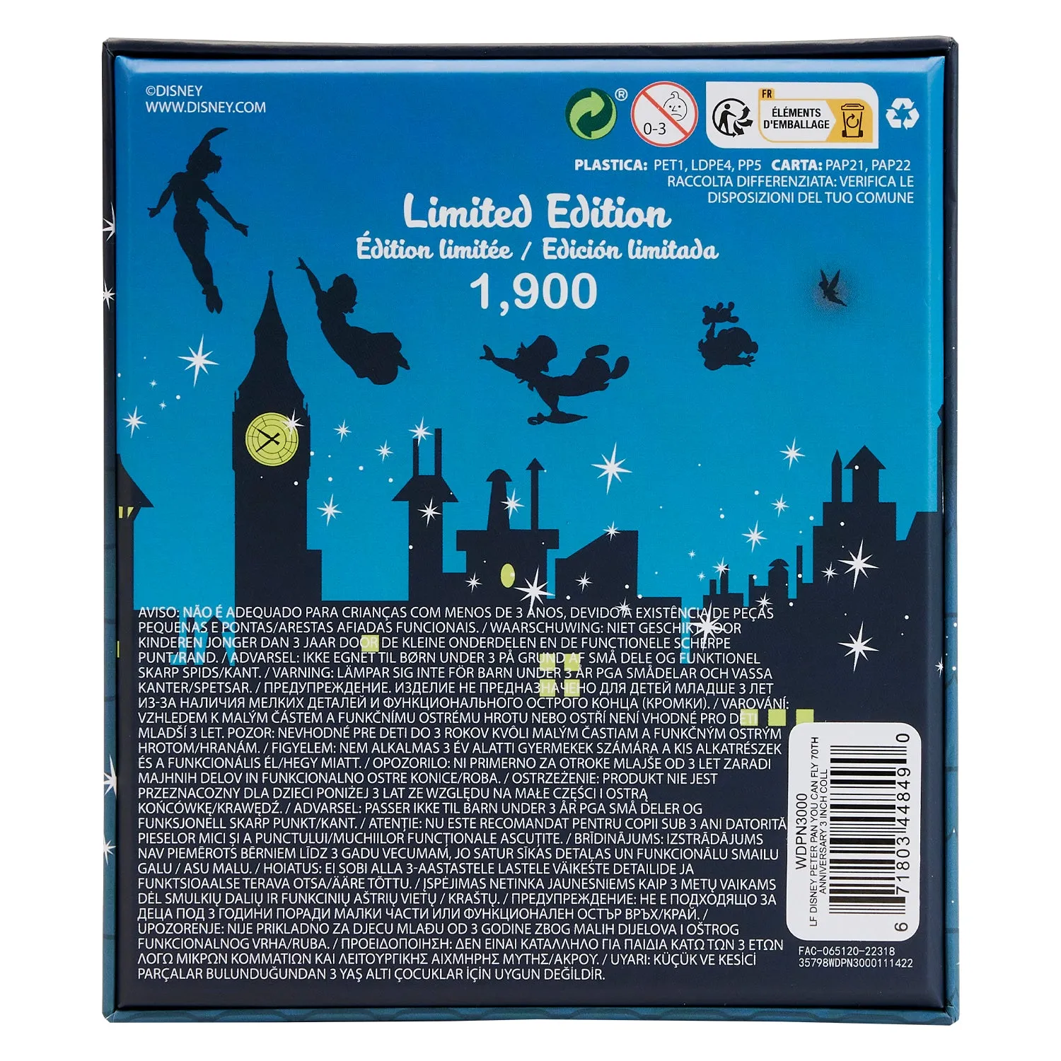 LF Disney Peter Pan You Can Fly 70th Anniversary 3 Inch Collector Box Pin