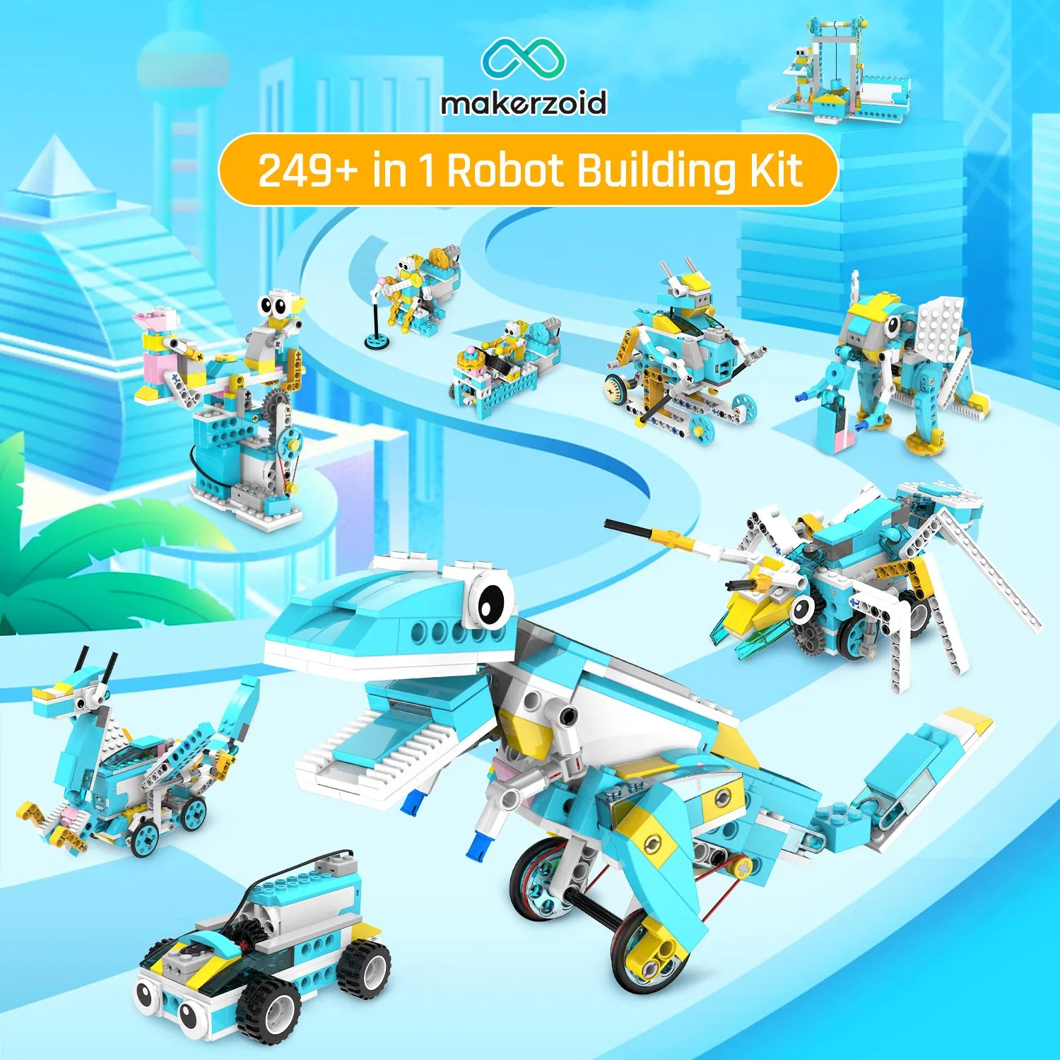 makerzoid 200-in-1 Scratch Jr Coding Robot Kit - STEM Smart Robot Premium Educational Toy - Junior Programming Learning Kit - DIY Robotics Kit for Kids