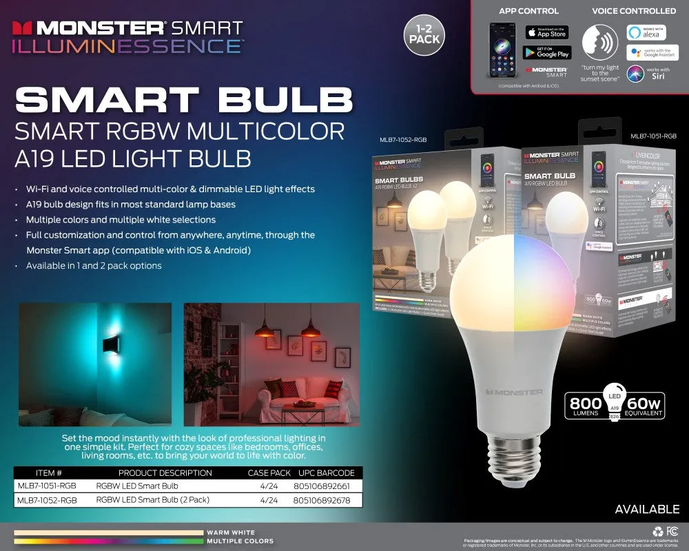 Monster Illuminessence Multi-Color and Warm White LED Light Bulb