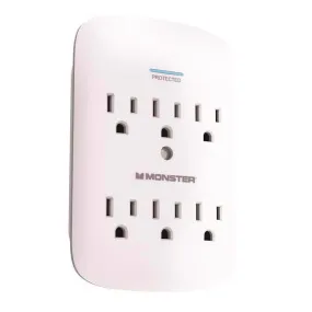 Monster Just Power it Up 0 ft. L 6 outlets Wall Tap Surge Protector White 1200 J