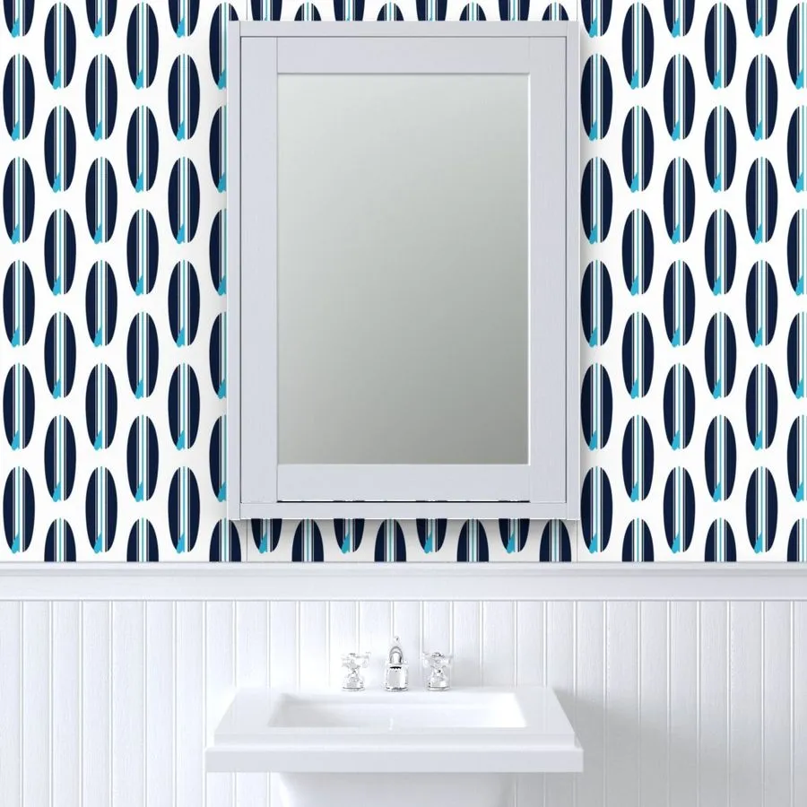 Navy Blue and Aqua Blue Classic Surfboards Wallpaper