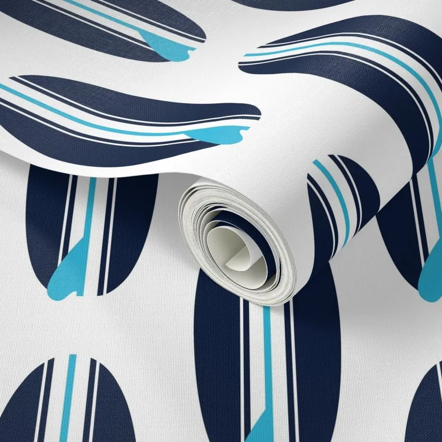 Navy Blue and Aqua Blue Classic Surfboards Wallpaper