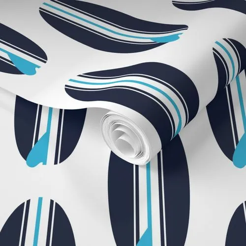 Navy Blue and Aqua Blue Classic Surfboards Wallpaper