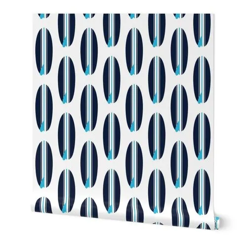 Navy Blue and Aqua Blue Classic Surfboards Wallpaper