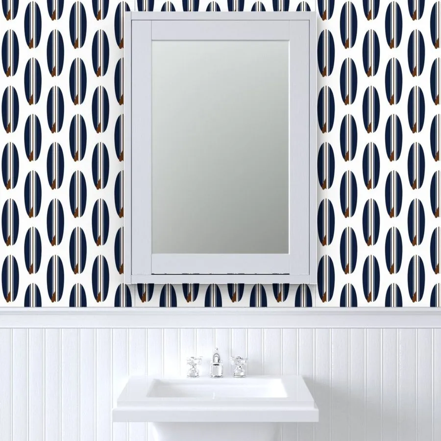 Navy Blue and Brown Classic Surfboards Wallpaper