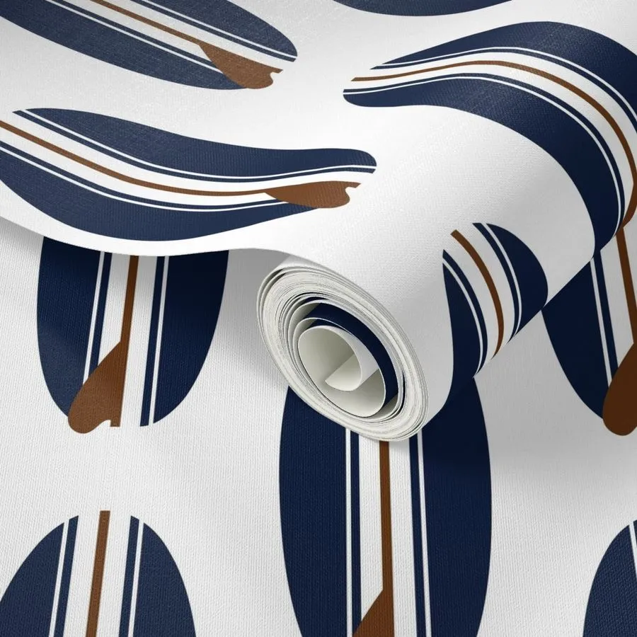 Navy Blue and Brown Classic Surfboards Wallpaper
