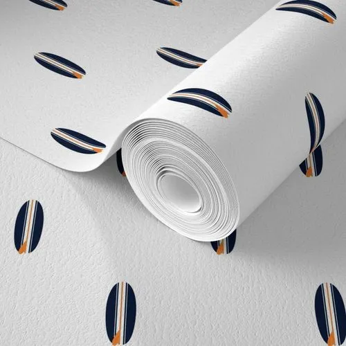 Navy Blue and Orange Classic Mini Size Surfboards Wallpaper
