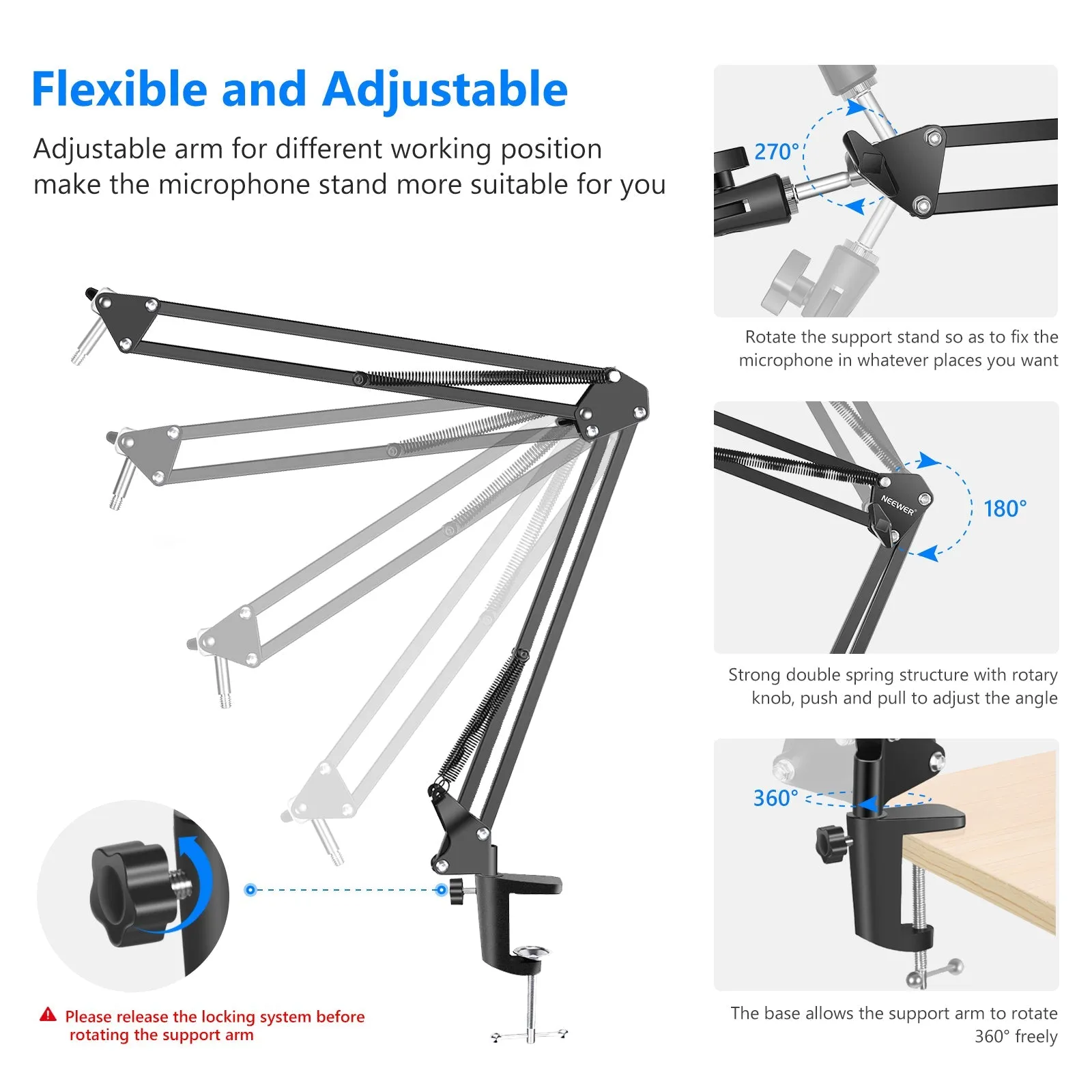 NEEWER NW-35 Microphone Suspension Boom Scissor Arm Stand