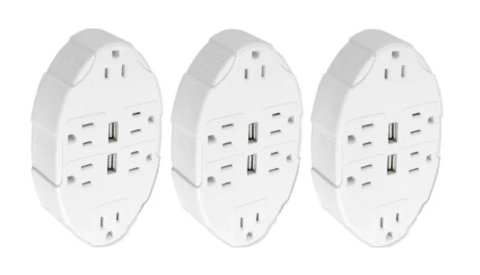 Outlet Multiplier with 2 USB Ports: Say Goodbye to Messy Power Strips - Ships Same/Next Day!