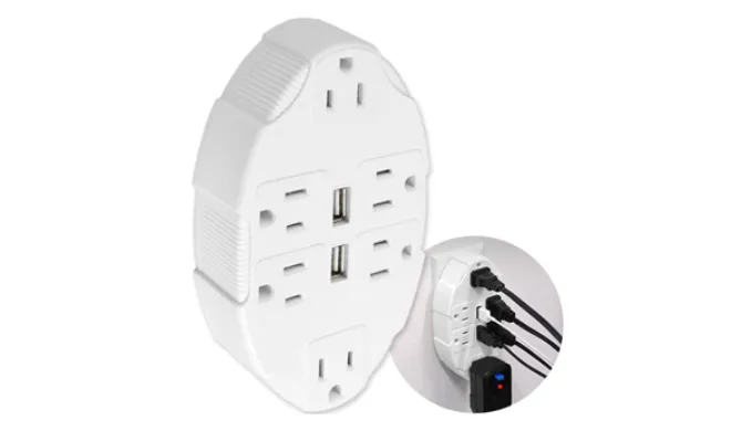 Outlet Multiplier with 2 USB Ports: Say Goodbye to Messy Power Strips - Ships Same/Next Day!