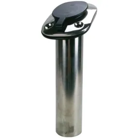 Oval Head Angled Flush Mount Stainless Steel Rod Holder w/ Sealing Cap