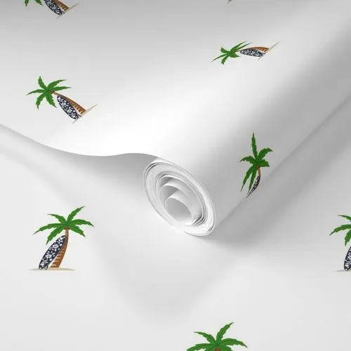Palm Trees with Navy Blue Surfboard Wallpaper