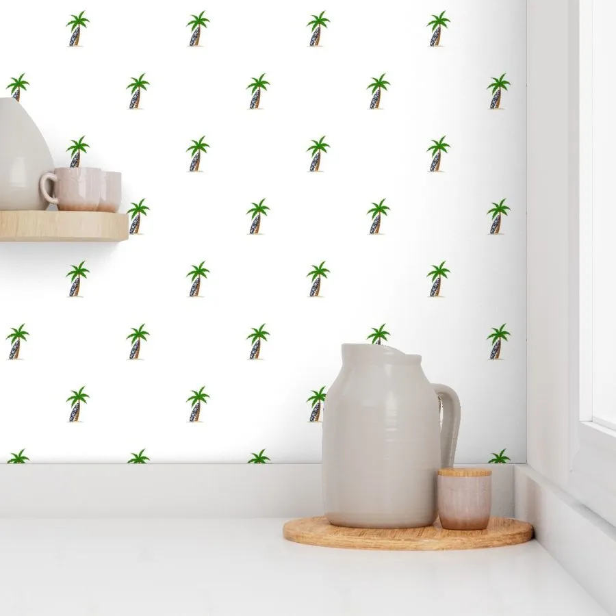 Palm Trees with Navy Blue Surfboard Wallpaper