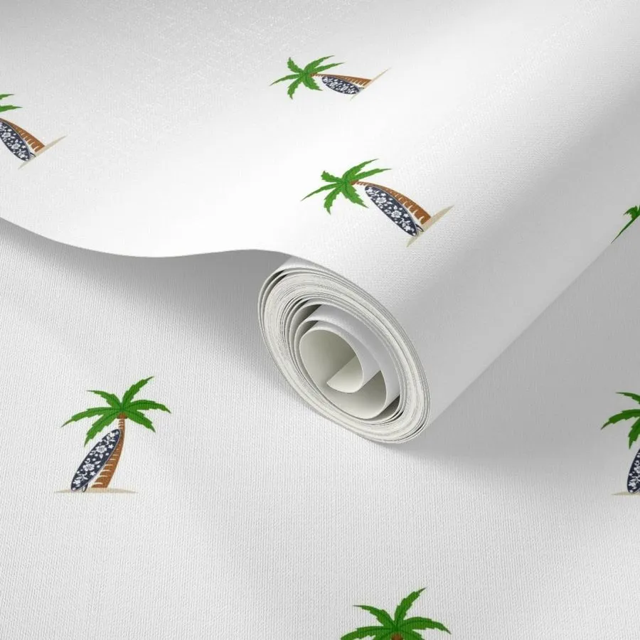 Palm Trees with Navy Blue Surfboard Wallpaper