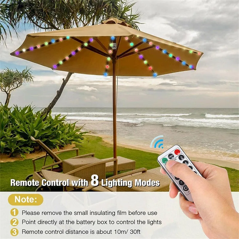 Patio Parasol String Light 8 Function Battery Box with Remote Control