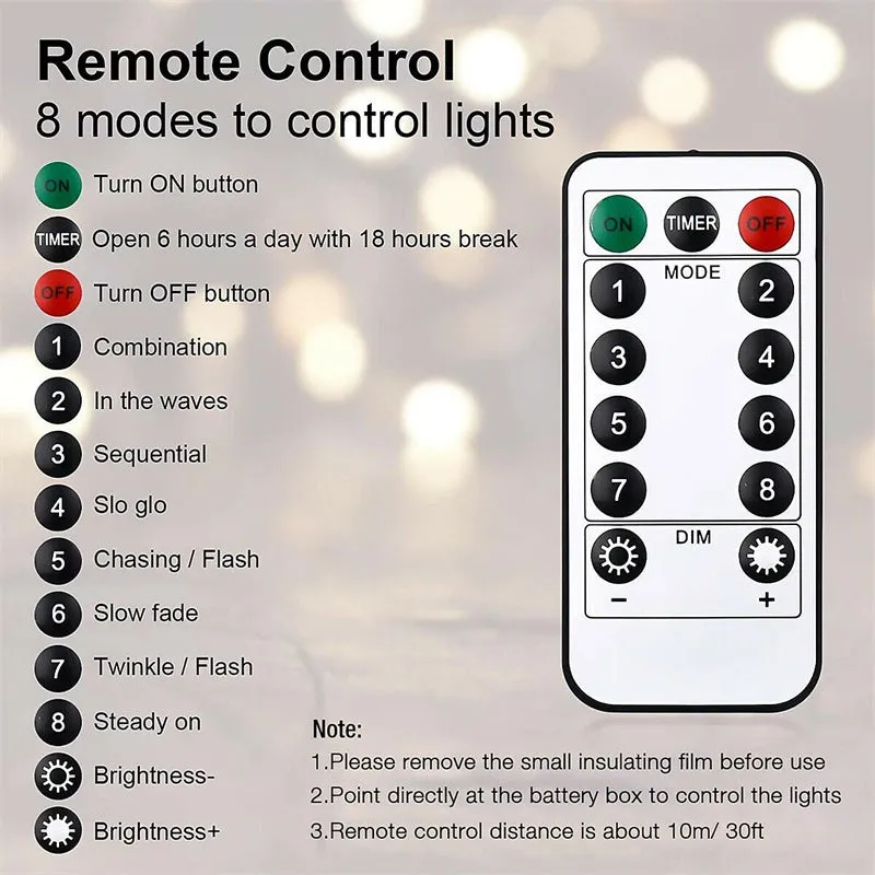 Patio Parasol String Light 8 Function Battery Box with Remote Control