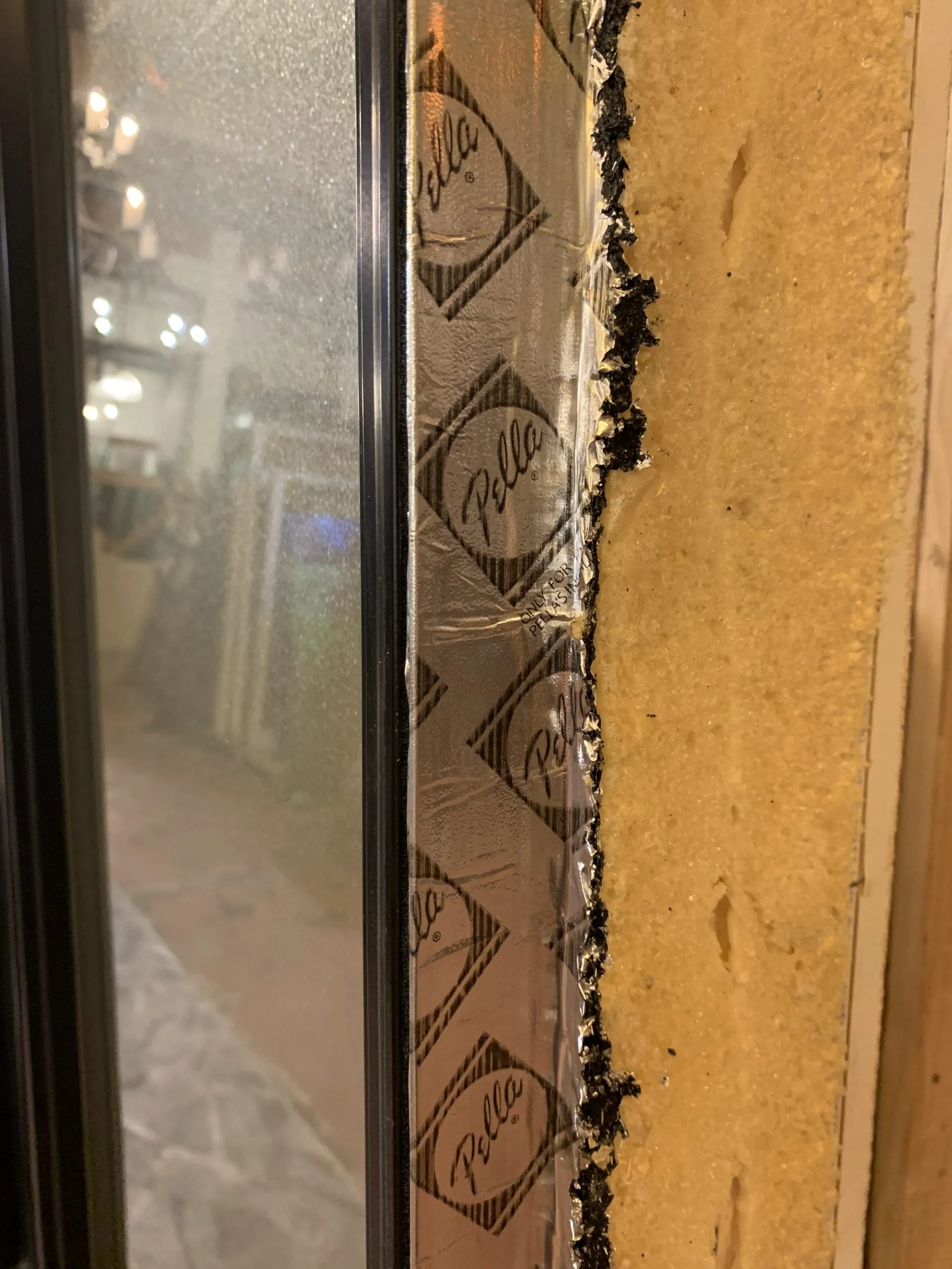 Pella Metal Entry Door with Side Lights, Frosted Glass