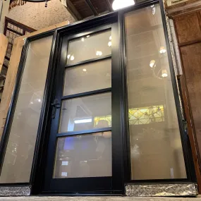 Pella Metal Entry Door with Side Lights, Frosted Glass