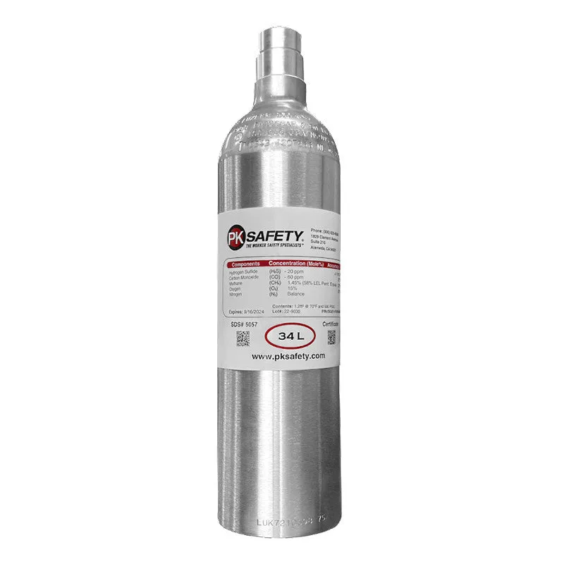 PK Safety MSA Equivalent 4 Gas Calibration Gas Mix 34 Liter