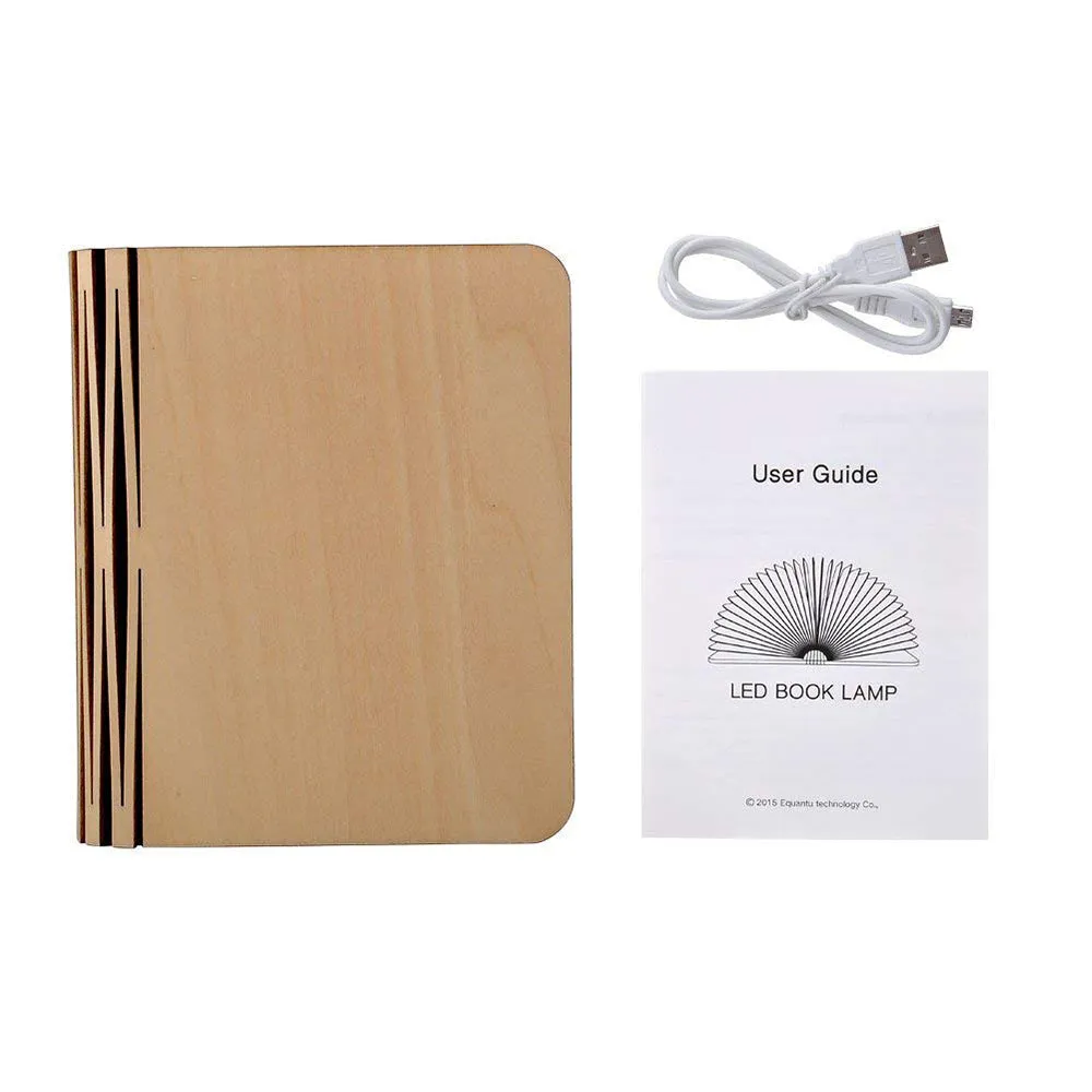 Portable Folding Book 3D RGB Color USB Recharge Wooden Lamp