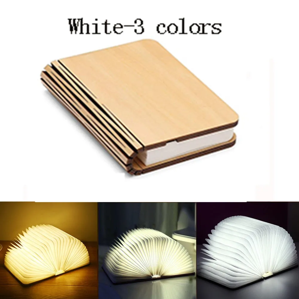 Portable Folding Book 3D RGB Color USB Recharge Wooden Lamp