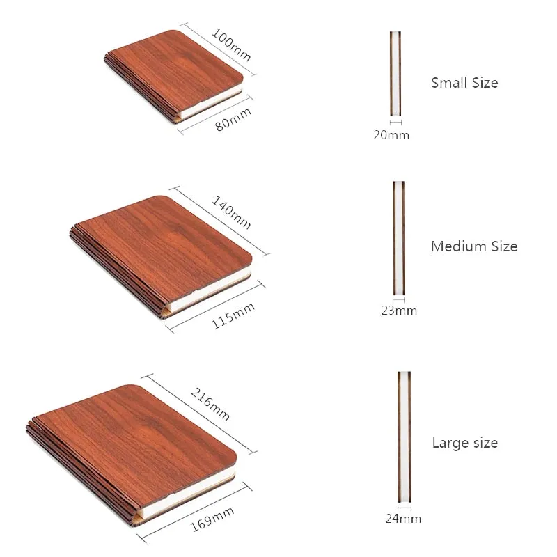 Portable Folding Book 3D RGB Color USB Recharge Wooden Lamp