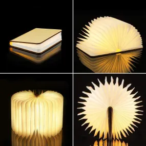 Portable Folding Book 3D RGB Color USB Recharge Wooden Lamp