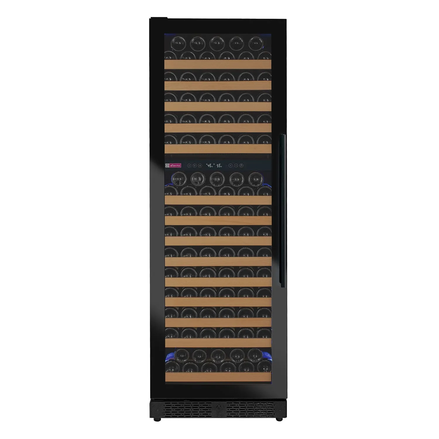 Reserva Series 172 Bottle Dual Zone Built-in Wine Refrigerator with Black Glass Door - Left Hinge