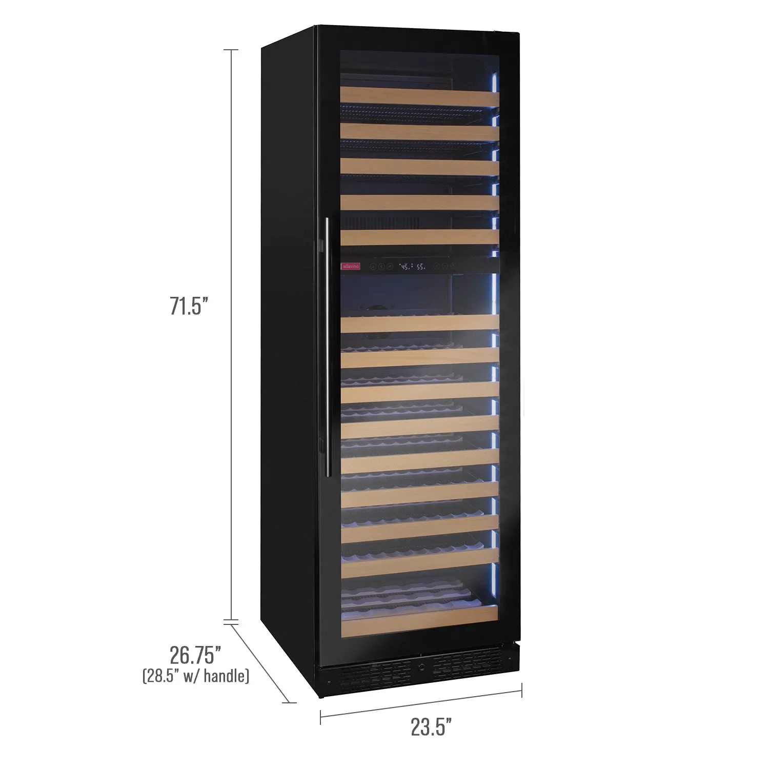 Reserva Series 172 Bottle Dual Zone Built-in Wine Refrigerator with Black Glass Door - Right Hinge